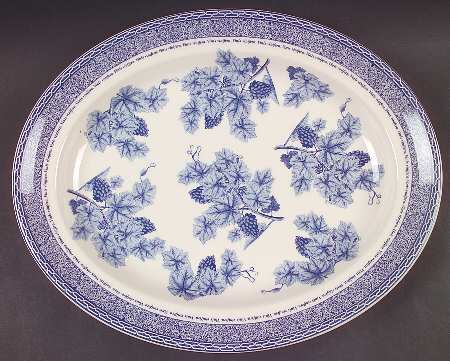 Vintage Blue 14" Oval Serving Platter