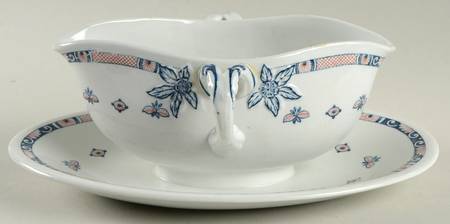 Vieux Rouen Gravy Boat with Attached Underplate