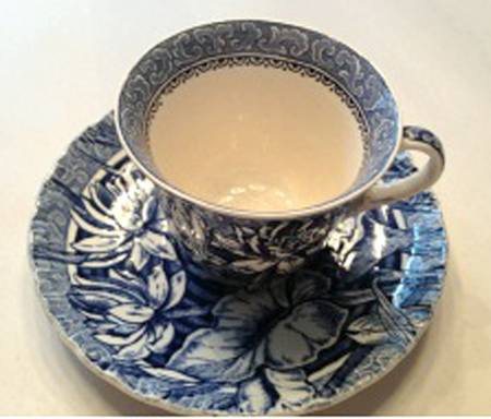 Water Lily Blue Footed Cup & Saucer Set