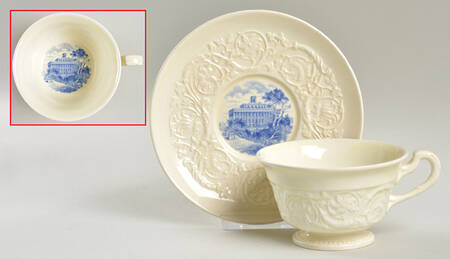 Wesleyan College Blue Footed Cup & Saucer Set