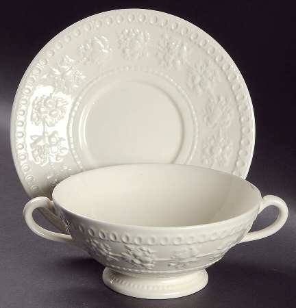 Wellesley Footed Cream Soup Bowl & Saucer Set