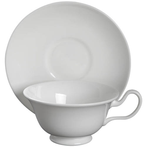 Wedgwood White (Bone) Peony Shape Footed Cup & Saucer Set