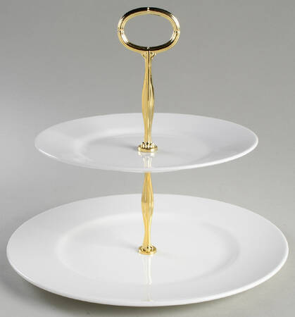 Wedgwood White (Bone) 6 5/8"-10"  2 Tiered Serving Tray (Dp, Sp) HC