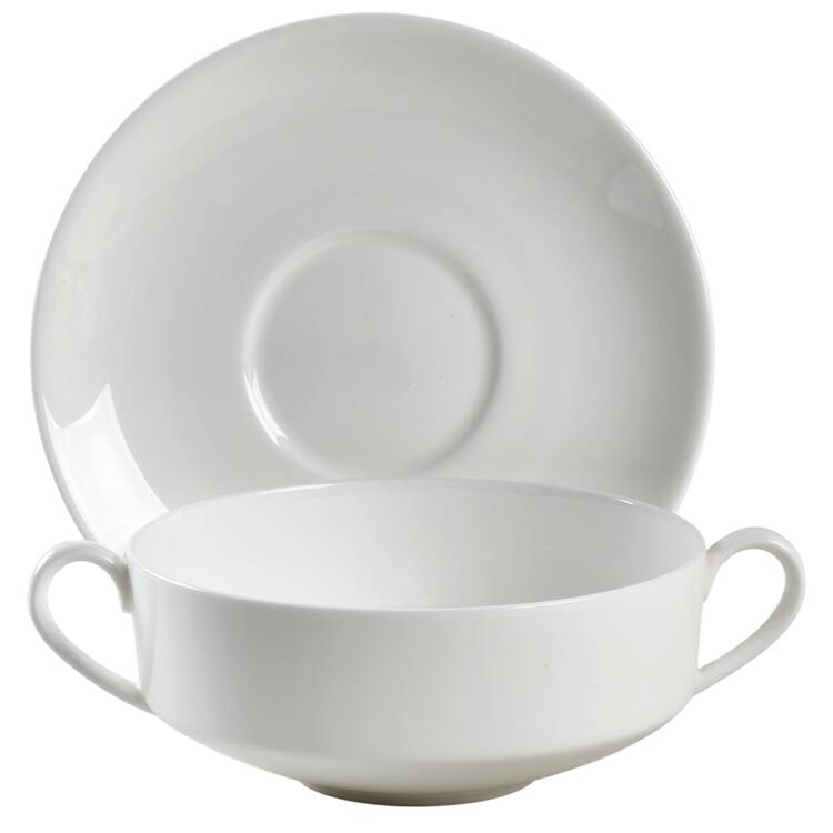 Wedgwood White (Bone) Flat Cream Soup & Saucer Set