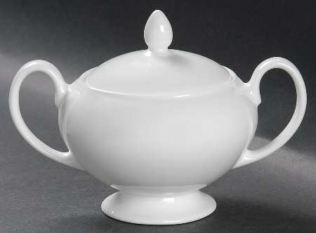 Wedgwood White (Bone) Leigh Shape Sugar Bowl & Lid
