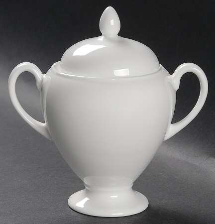 Wedgwood White (Bone) Globe Shape Sugar Bowl & Lid
