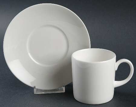 Wedgwood White (Bone) Can Shape Demitasse Cup and Saucer Set