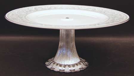 White Dolphins Cake Stand with 4"-5" Metal Pedestal  Hc