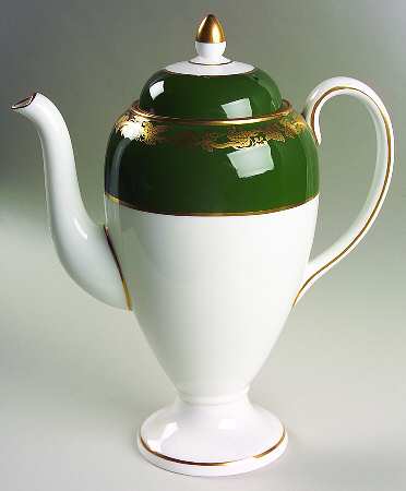 Whitehall (Arris Green Rim) Coffee Pot & Lid
