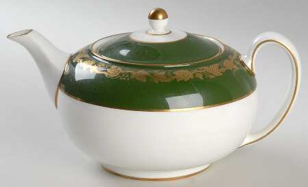 Whitehall (Arris Green Rim) Teapot & Lid