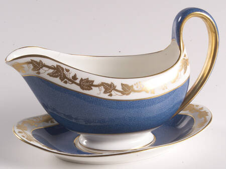 Whitehall (Powder Blue Band) Gravy Boat & Underplate