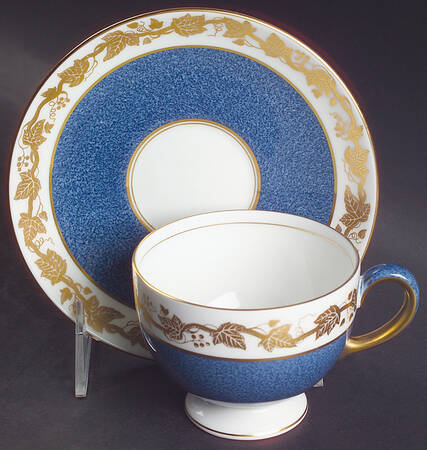 Whitehall (Powder Blue Band) Leigh Shape Footed Cup & Saucer Set