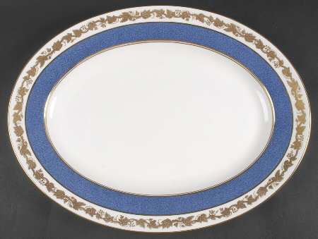 Whitehall (Powder Blue Band) 15" Oval Serving Platter