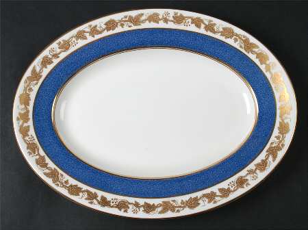 Whitehall (Powder Blue Band) 11" Oval Serving Platter