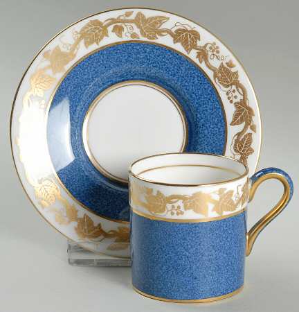 Whitehall (Powder Blue Band) Bond Shape Demitasse Cup and Saucer Set