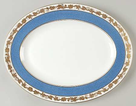 Whitehall (Powder Blue Band) 13" Oval Serving Platter