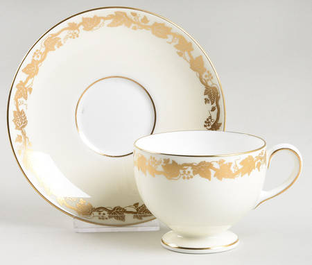 Whitehall (Cream Rim) Leigh Shape Footed Cup & Saucer Set