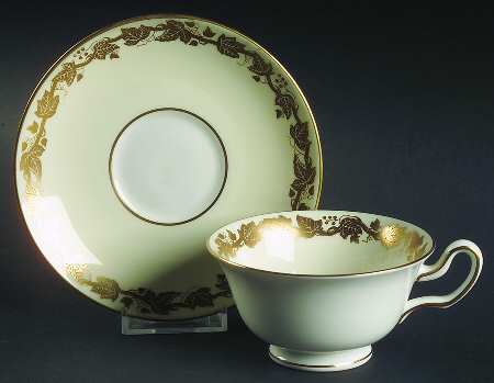 Whitehall (Cream Rim) Footed Cup & Saucer Set