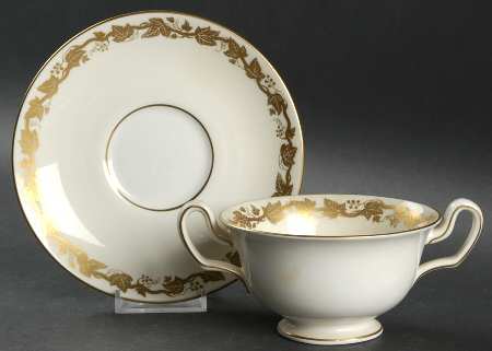 Whitehall (Cream Rim) Footed Cream Soup Bowl & Saucer Set