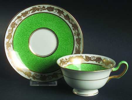 Whitehall (Powder Green Band) Footed Cup & Saucer Set