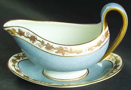 Whitehall (Powder Gray Band) Gravy Boat & Underplate