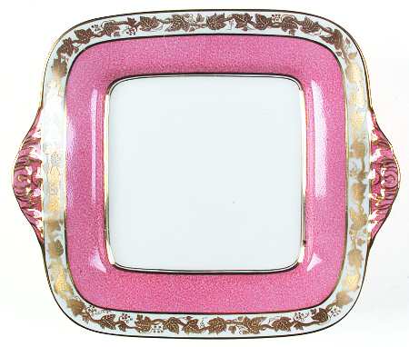 Whitehall (Powder Pink Band) Square Handled Cake Plate