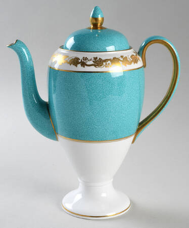 Whitehall (Powder Turquoise Band) Coffee Pot & Lid