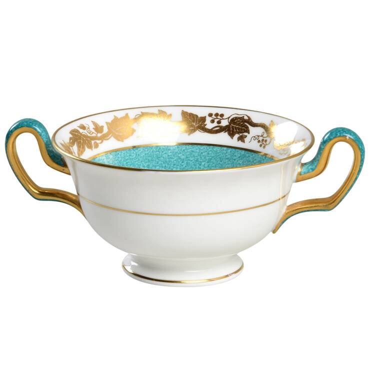 Whitehall (Powder Turquoise Band) Footed Cream Soup Bowl