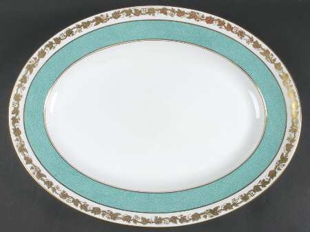 Whitehall (Powder Turquoise Band) 17" Oval Serving Platter