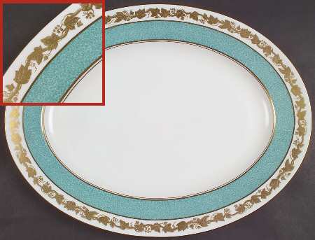 Whitehall (Powder Turquoise Band) 15" Oval Serving Platter