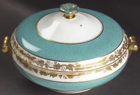 Whitehall (Powder Turquoise Band) Round Covered Vegetable