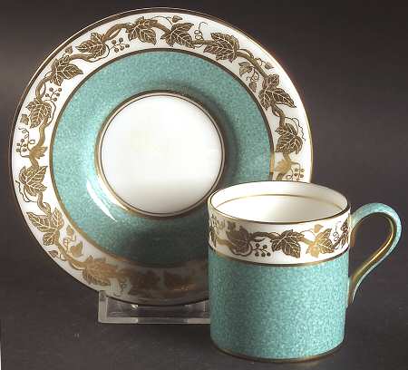 Whitehall (Powder Turquoise Band) Bond Shape Demitasse Cup and Saucer Set