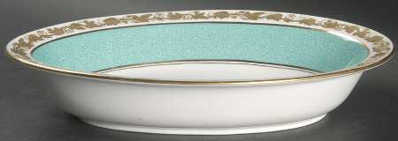 Whitehall (Powder Turquoise Band) 10" Oval Vegetable Bowl