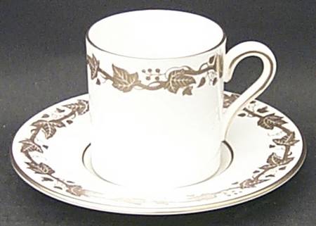 Whitehall (White Rim) Bond Shape Demitasse Cup and Saucer Set