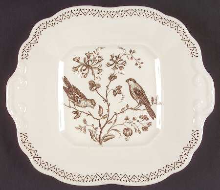 Williamsburg Aviary Square Handled Cake Plate