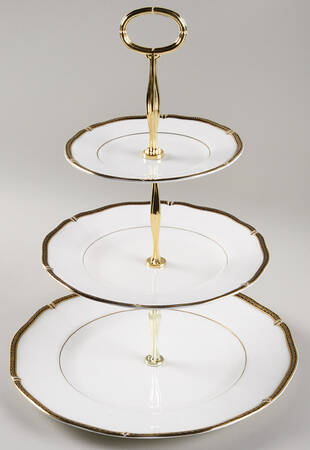 Windsor Black 13 7/8"-14 1/4" 3-Tiered Serving Tray(DP,SP,BB) HC