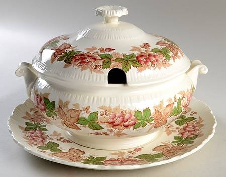 Wildbriar Brown Pink Tureen & Lid w/Underplate