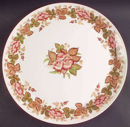 Wildbriar Brown Pink Round Torte Plate