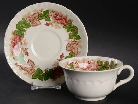 Wildbriar Brown Pink Flat Cup & Saucer Set