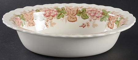 Wildbriar Brown Pink 9" Oval Vegetable Bowl