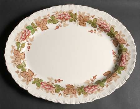 Wildbriar Brown Pink 17" Oval Serving Platter