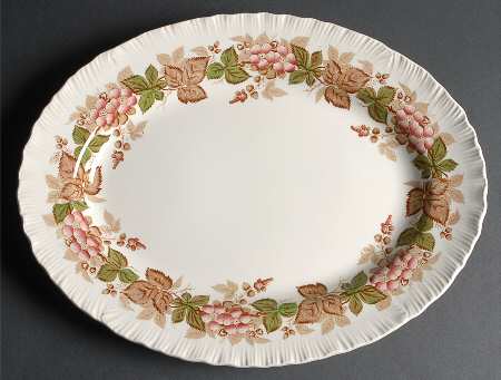 Wildbriar Brown Pink 16" Oval Serving Platter