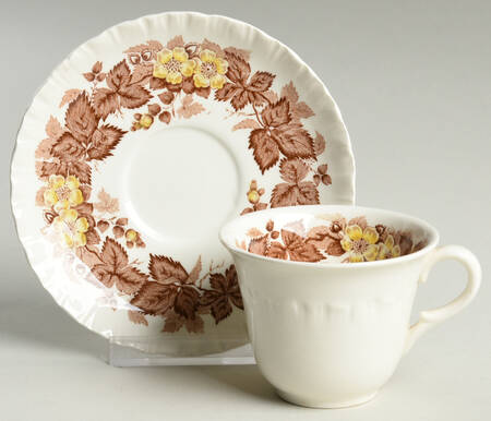 Wildbriar Brown Yellow Flat Demitasse Cup & Saucer Set