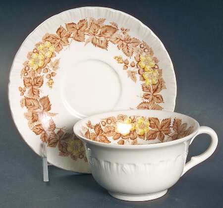 Wildbriar Brown Yellow Flat Cup & Saucer Set