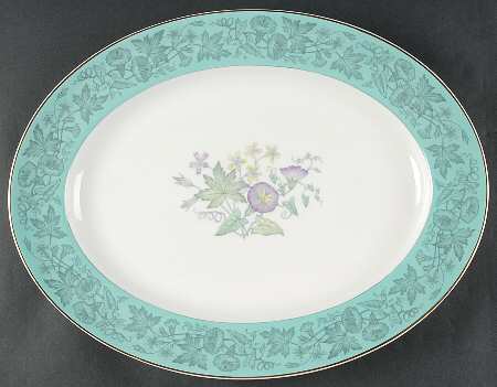 Wildflower Green 17" Oval Serving Platter