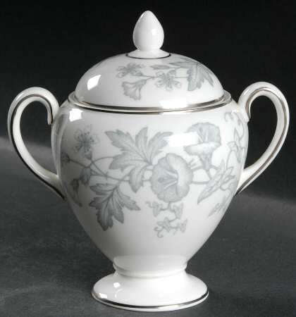 Wildflower Gray Globe Shape Sugar Bowl & Lid