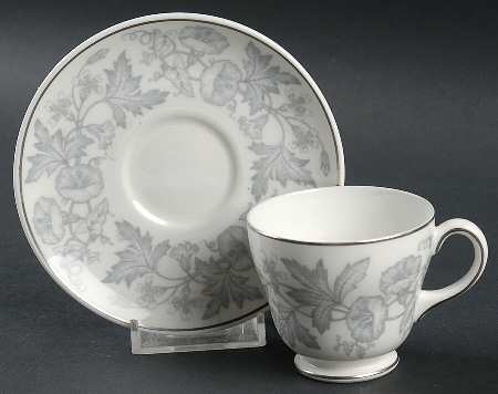 Wildflower Gray Footed Demitasse Cup & Saucer Set