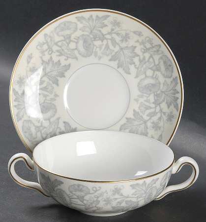 Wildflower Ivory Flat Cream Soup Bowl & Saucer Set