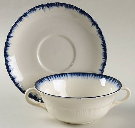 Williamsburg Blue Flat Cream Soup Bowl & Saucer Set