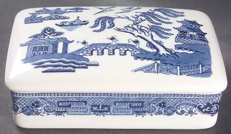 Willow Blue (Newer, Smooth) Cigarette Box & Lid